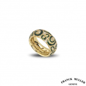 Franck Muller Yellow Gold Crazy Hours Diamond & Enamel Ring Franck Muller Yellow Gold Crazy Hours Diamond & Enamel Ring